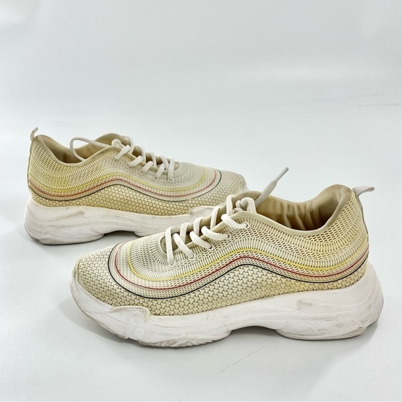 STEVEN by Steve Madden Massey Flocked Leather Neutral Lace-Up Minimal Sneakers - Picture 9 of 9